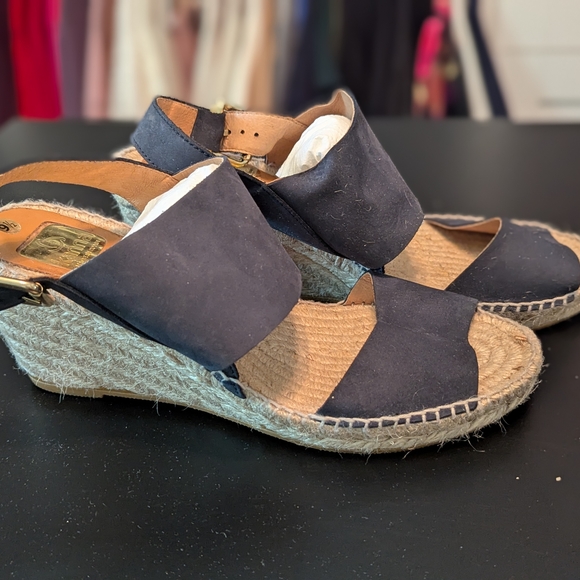 kanna Shoes - Women's Black Espadrille Wedge Sandals